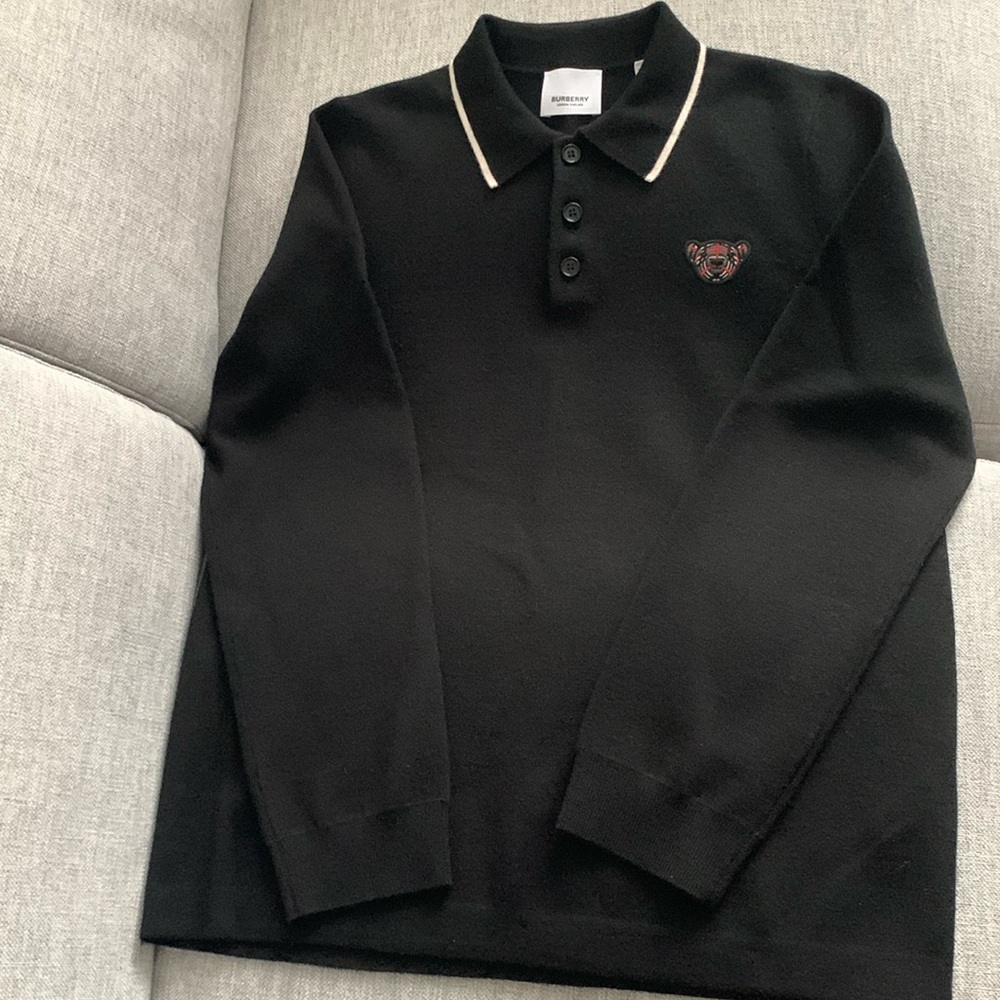 Authentic New Burberry Wool Boys Black Sweater sz 12Y